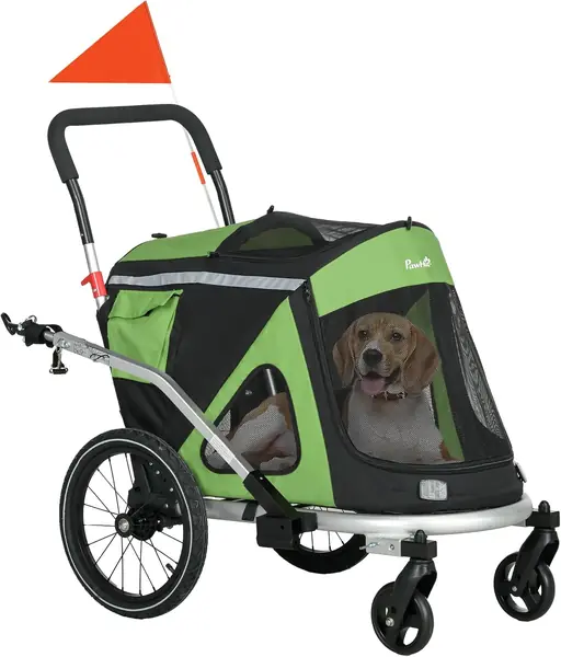 2-in-1 Fahrradanhänger für Hunde Mittelgroße Hunde bis 20…