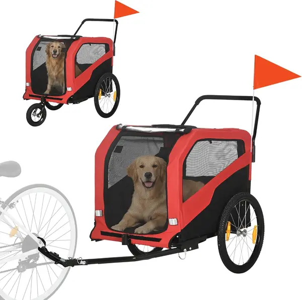 2-in-1 Hundeanhänger Hundewagen mit Reflektoren für Große…