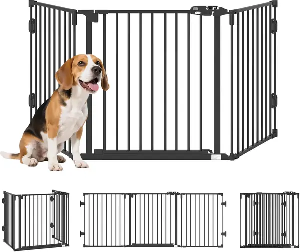 Absperrgitter Hund Freistehend Verstellbar 202,5 x 76 cm…