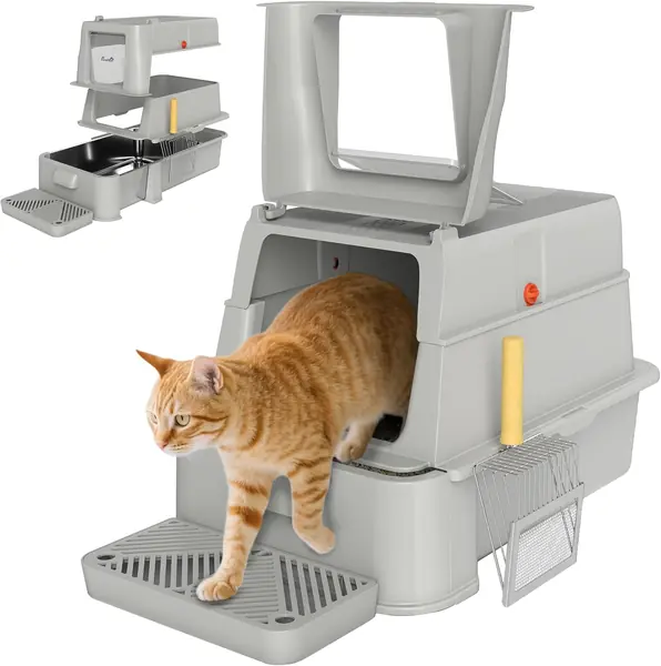 Geschlossene Katzentoilette XL 80 l aus Edelstahl…