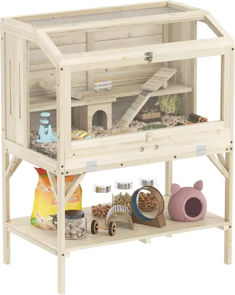 Hamsterkäfig aus Holz 2 Etagen mit Ablagefach 84 x 53 x…