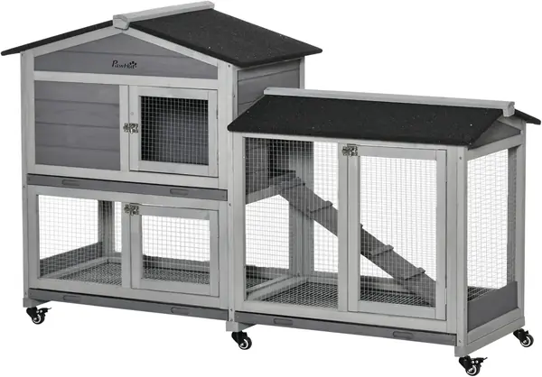 Hasenstall 2 Etagen für Kaninchen Holz 157,4 x 53 x 99,5…