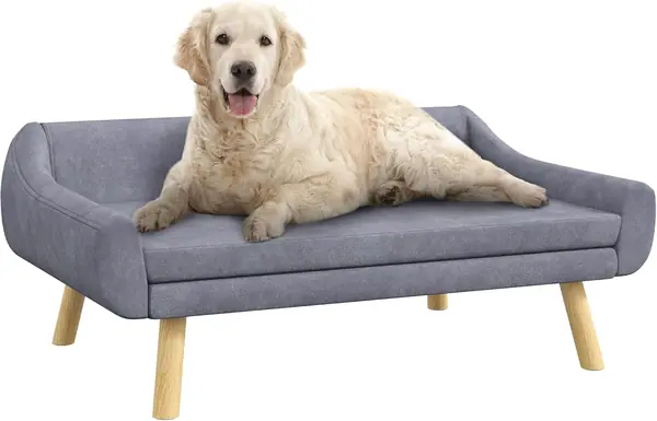Hundesofa mit Rückenlehne für große Hunde Grau 102 x 58,5…