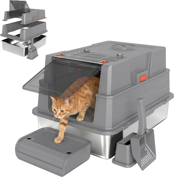 Katzenklo XXL 180° Klappdeckel für 3 Katzen 70 x 50 x 43…