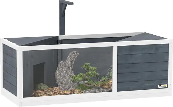 Schildkrötenhaus aus Holz mit2 Haupthäusern 120 x 50 x 40…